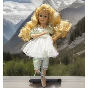 -DOLL VTG Premier Dolls Ballerina W/Stand 16” Blue Eyes Blond Hair